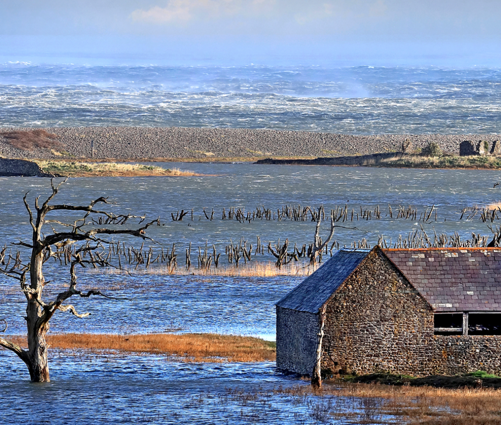 Stormy seas Porlock Marsh